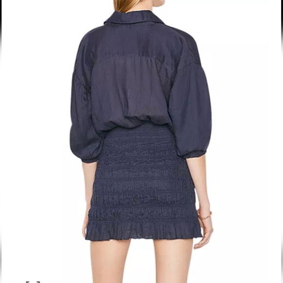 Frame Navy Blue Smocked Shirt Dress Size Small NWT - Picture 3 of 8
